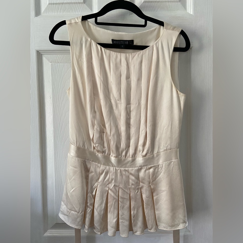 Lafayette 148 cream silk top size 6